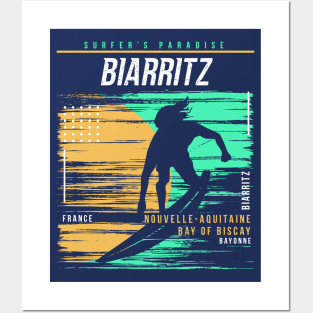 Retro Surfing Biarritz, France // Vintage Surfer Beach // Surfer's Paradise Posters and Art